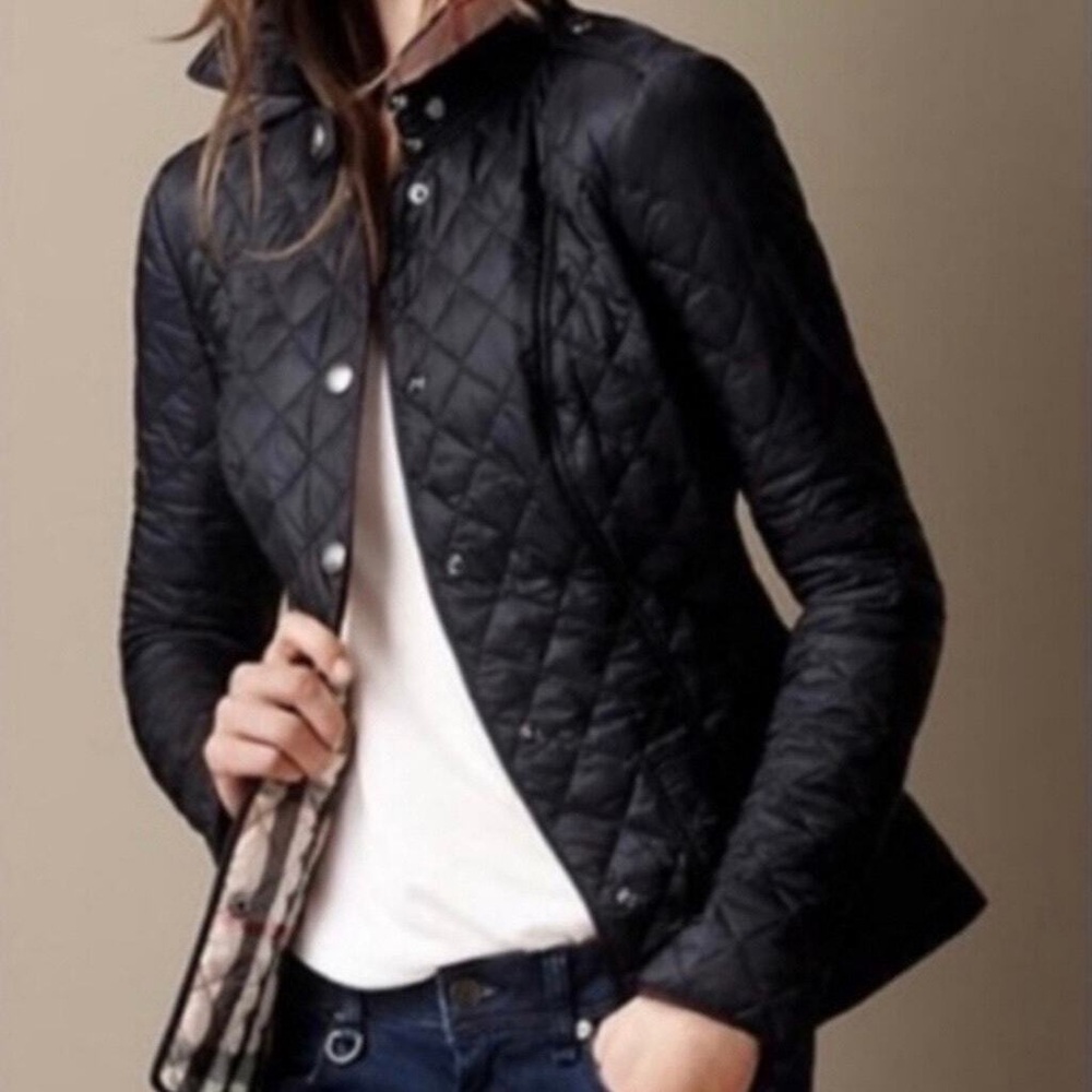 Burberry Women's Black Quilted Jacket Sz XS/TP